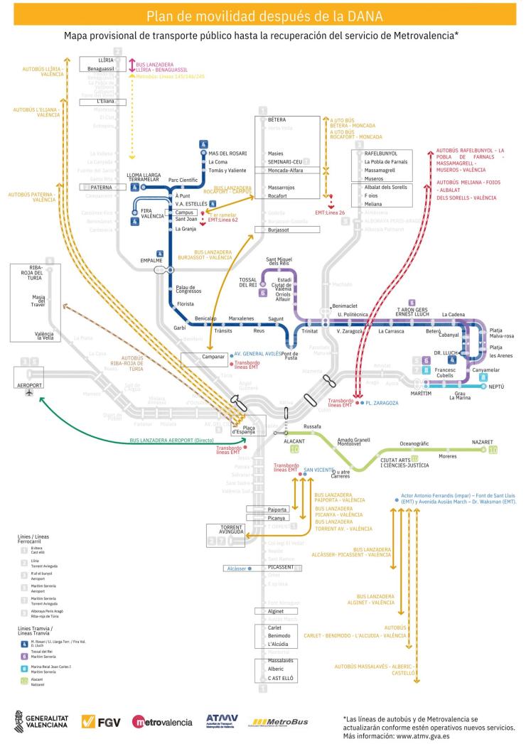 Mapa provisional metro Valencia